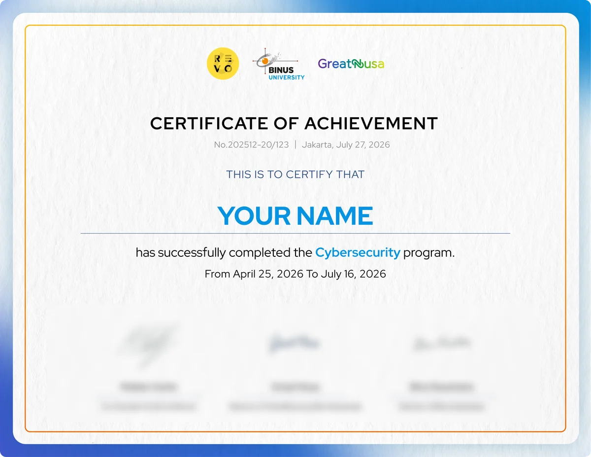Certificate of Achievement from RevoU, BINUS University and GreatNusa